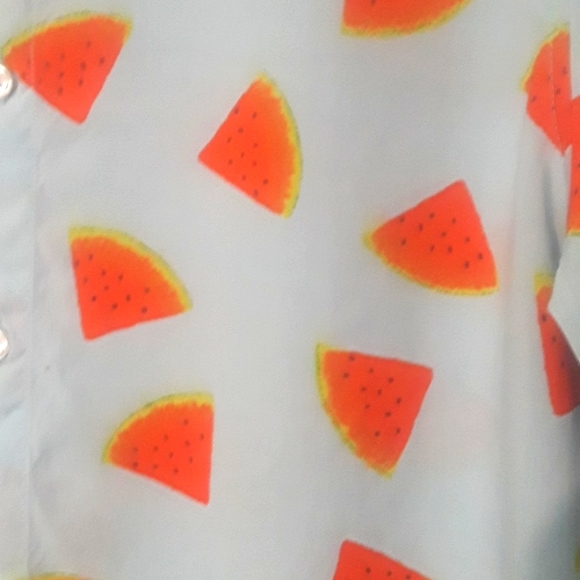 Forever 21 Mens Watermelon Print Button up summery T shirt - Picture 5 of 8